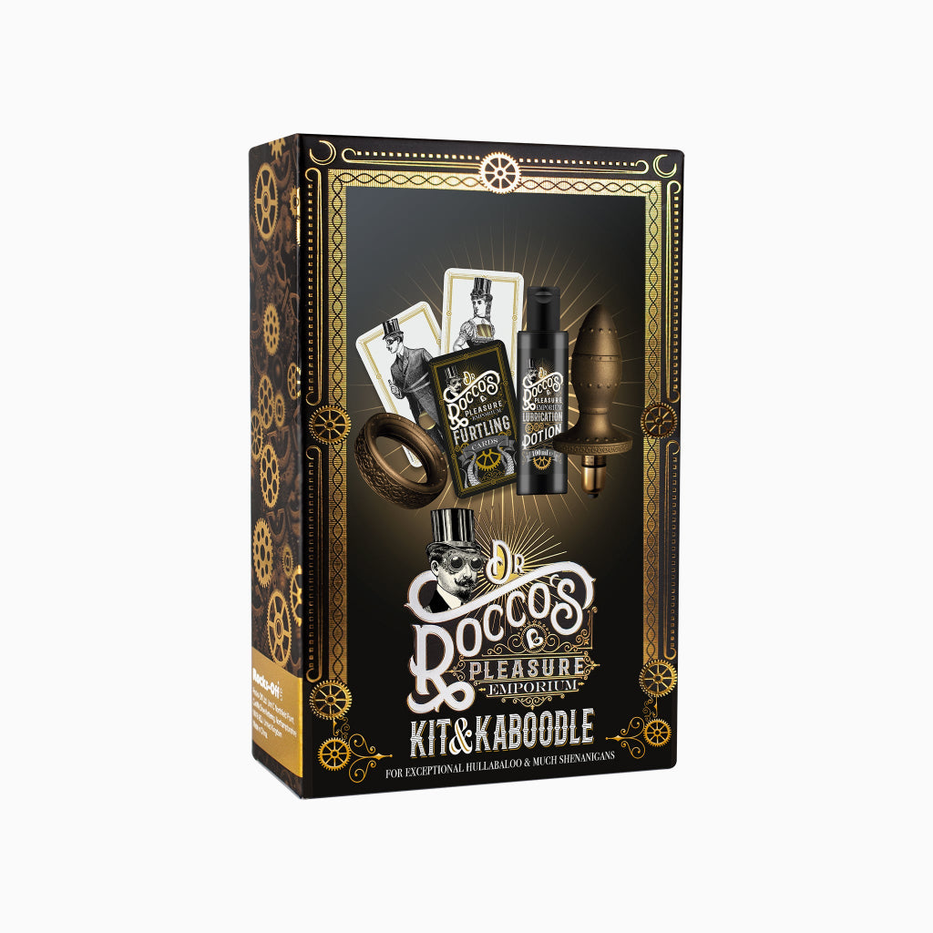 Dr Rocco's Pleasure Kit & Kaboodle gift box with accessory illustrations