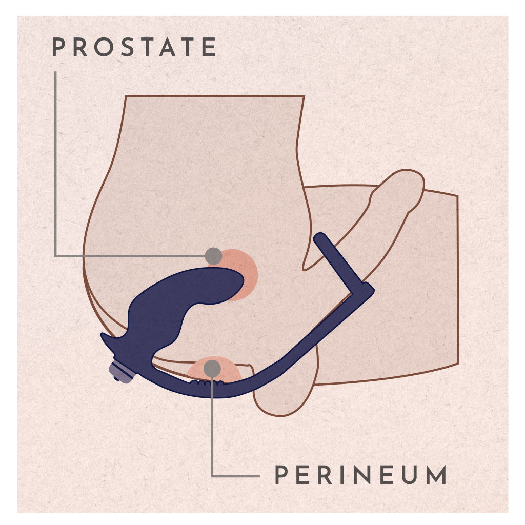 Blue anal massager designed for prostate and perineum stimulation
