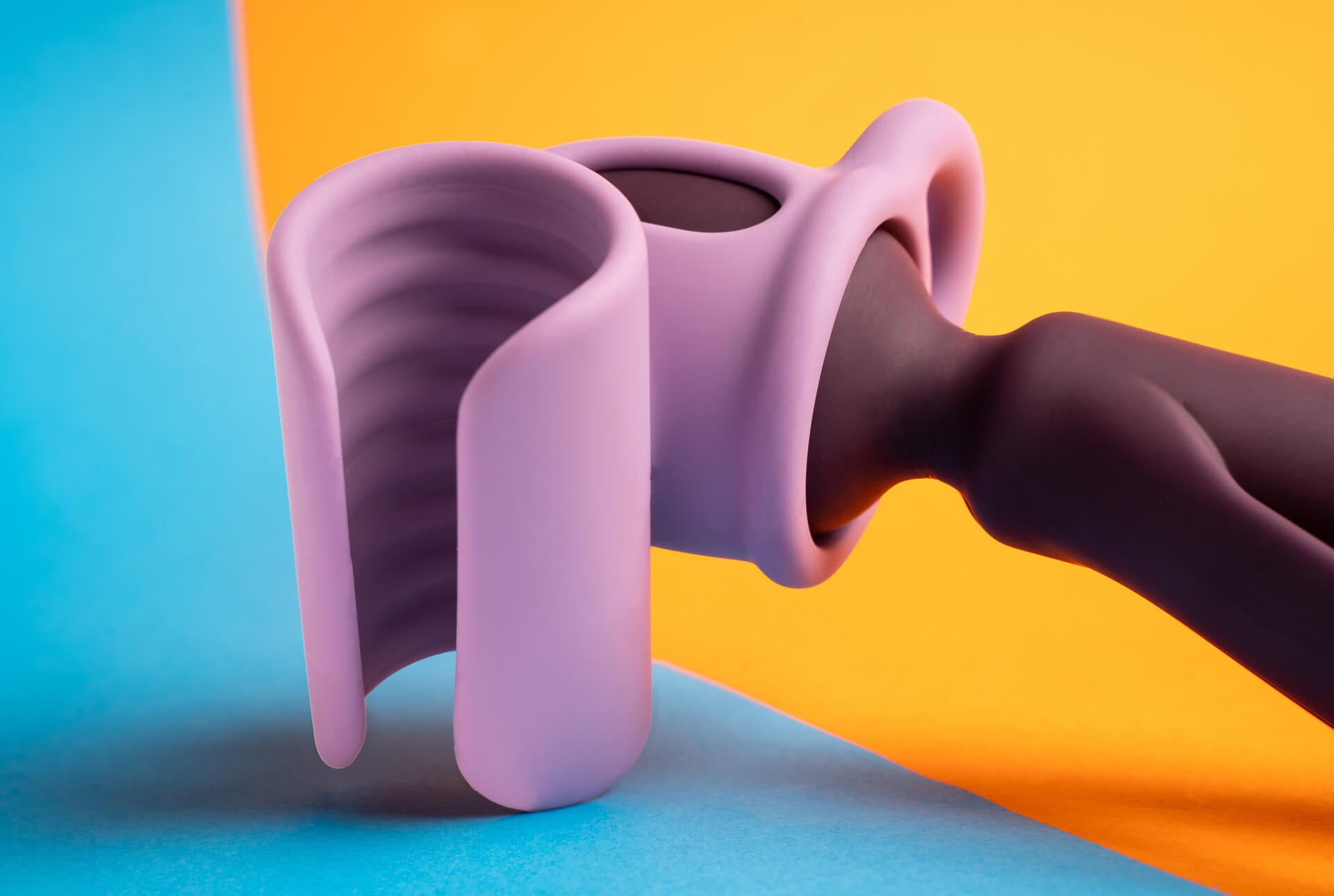 Ribbed penis stroker attachment on the accessible wand vibrator. 