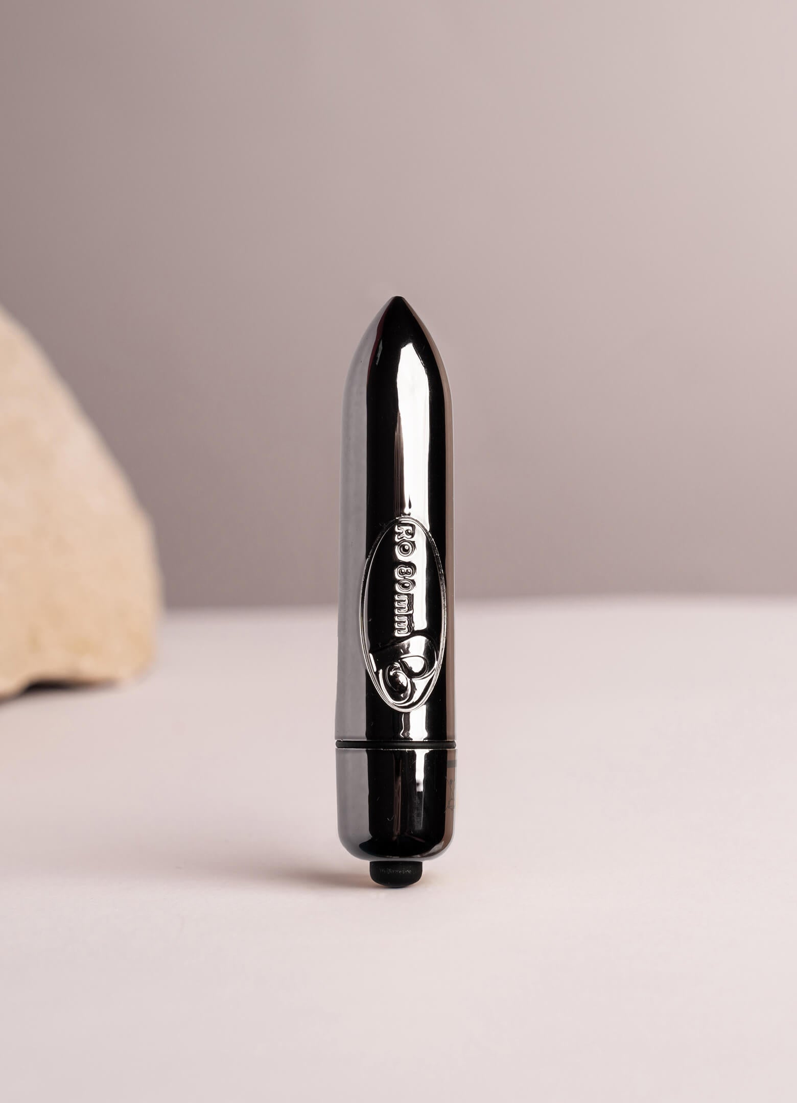 Small bullet vibrator in dark grey chrome.