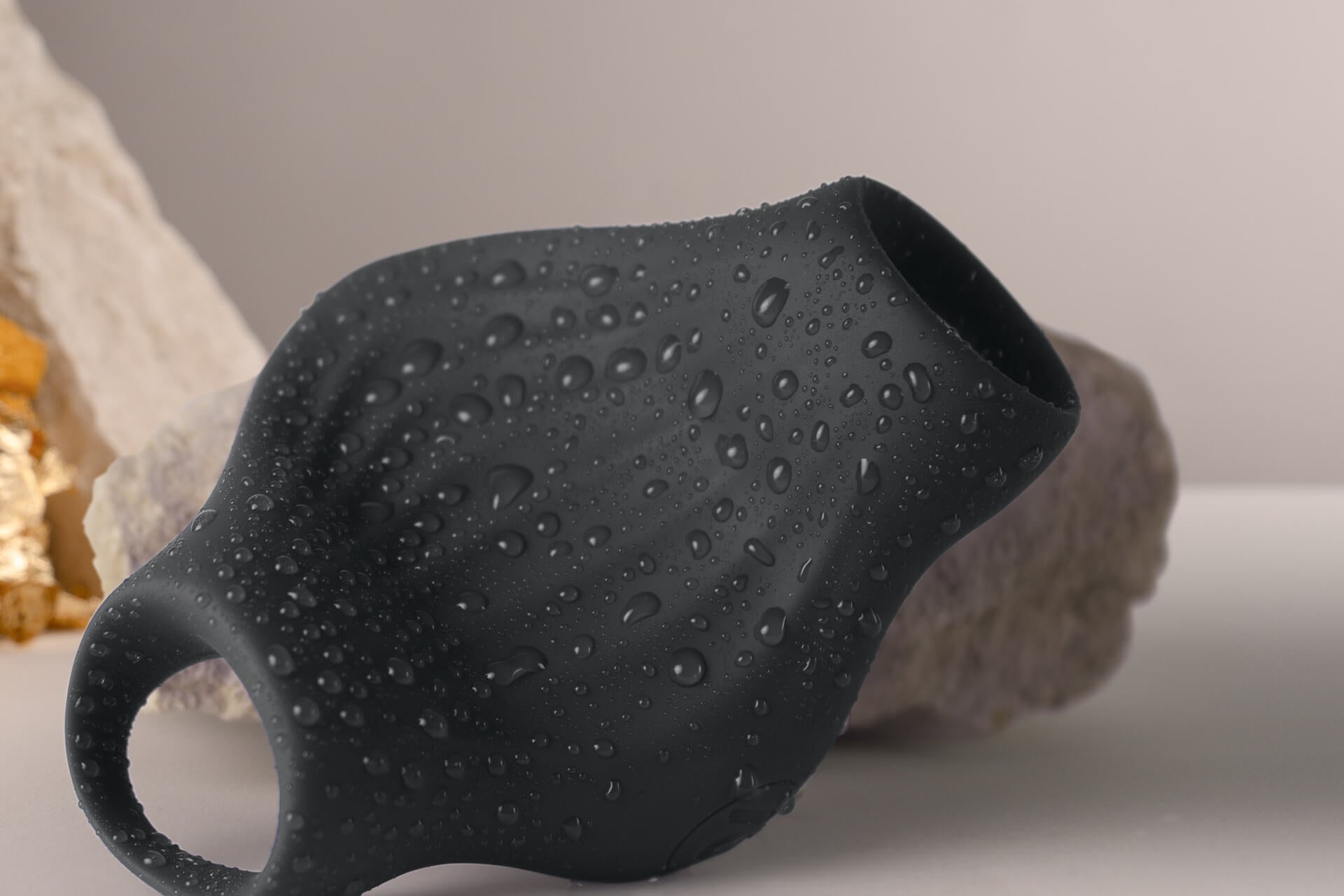 palm masturbator with water droplets