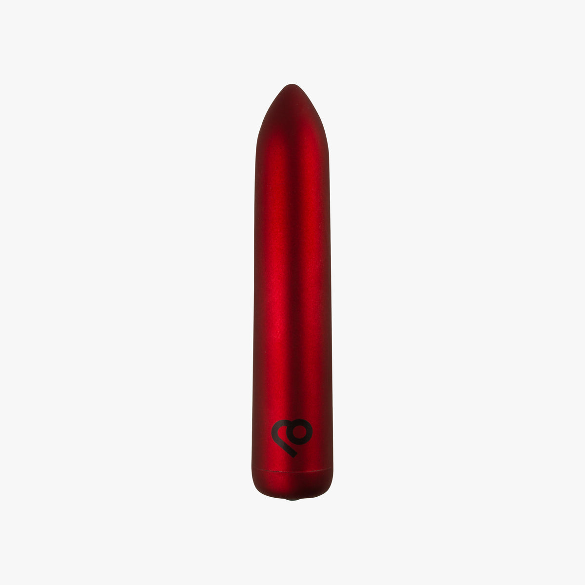 Poppy Red powerful 16-speed bullet vibrator standing upright on neutral background