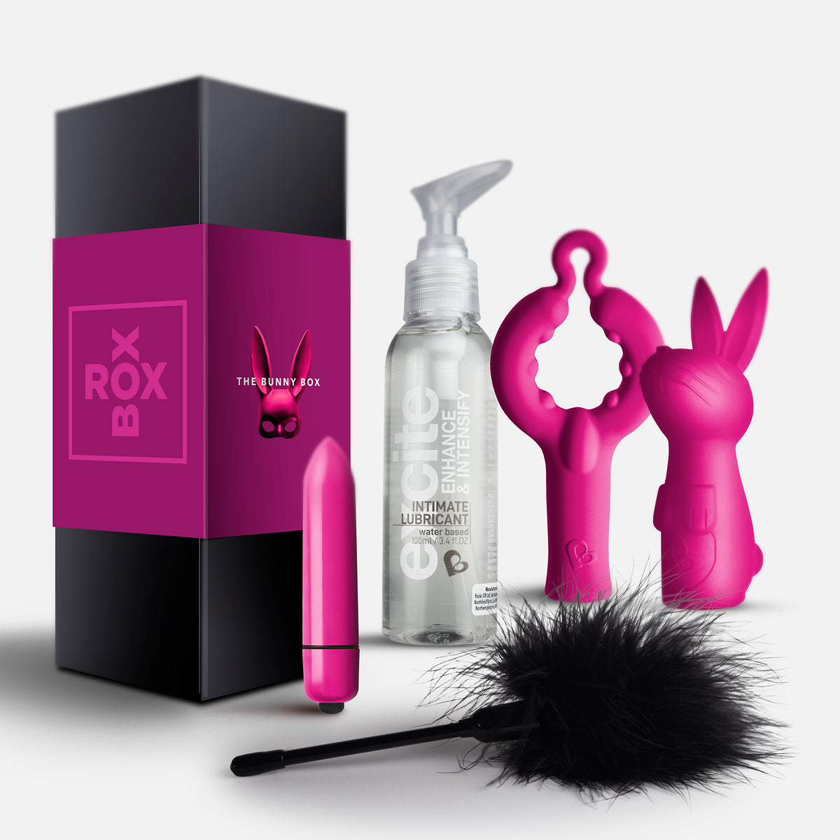 Rox Box Bunny pleasure set, product packaging and accessories