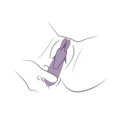 Close up Illustration of a woman using a Rabbit vibrator