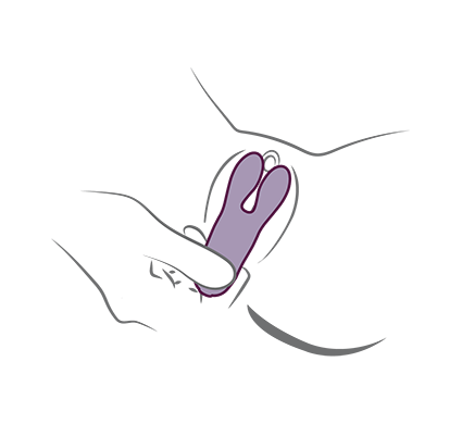 Close up Illustration of a woman using a bunny vibrator