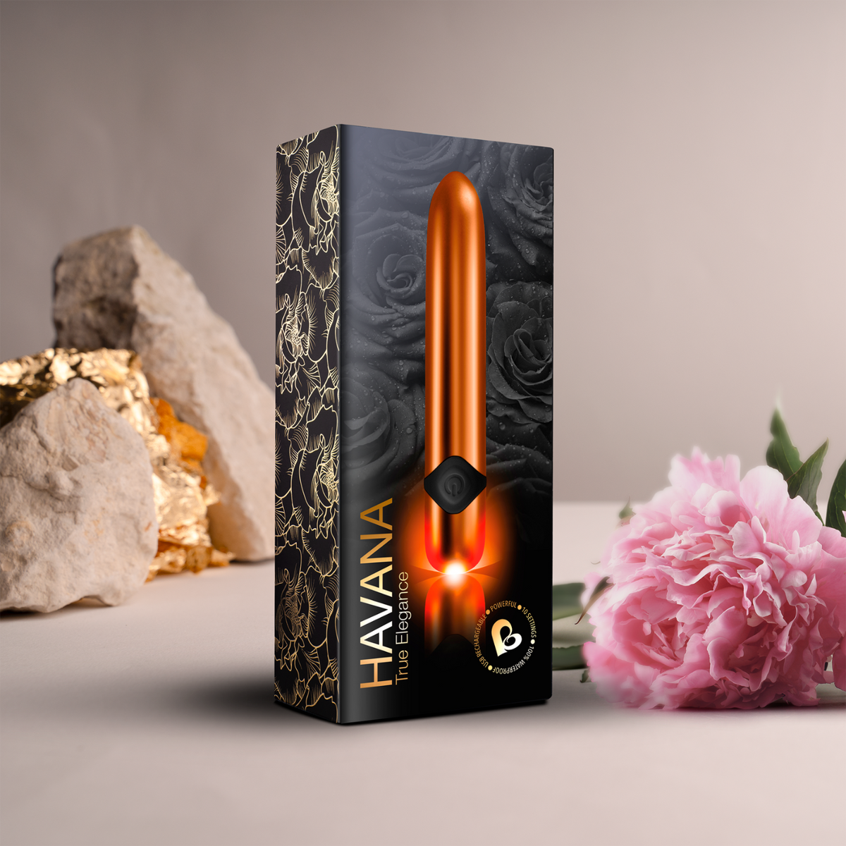 Lilac wand-style massager gift box with product artwork and pink wand graphic