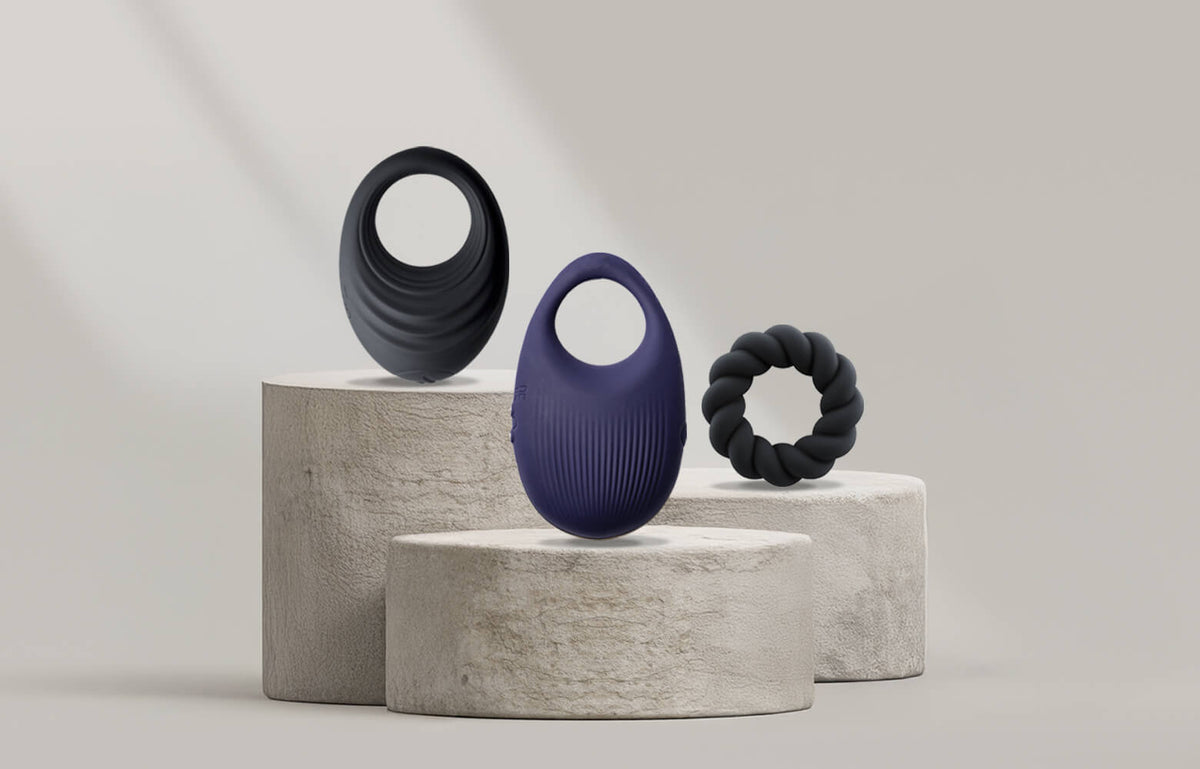 Collection of C-Rings on a stone podium