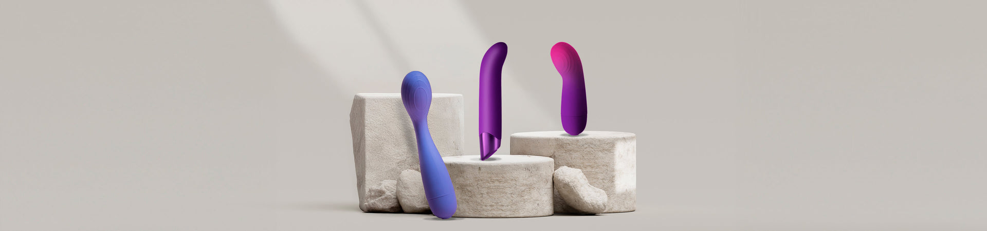 Collection of g-spot vibrators a stone podium various styles