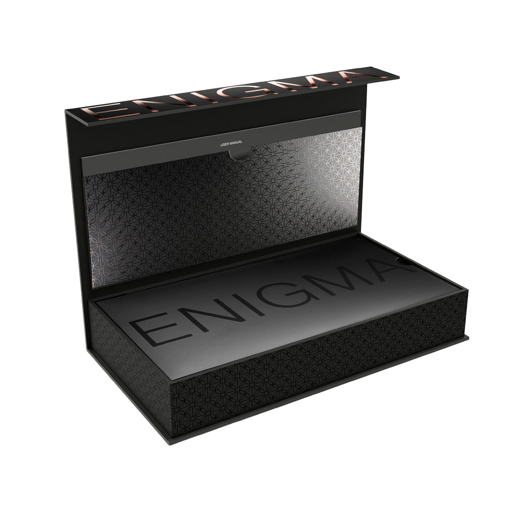 Open presentation box for FUZION Enigma displaying patterned interior lining