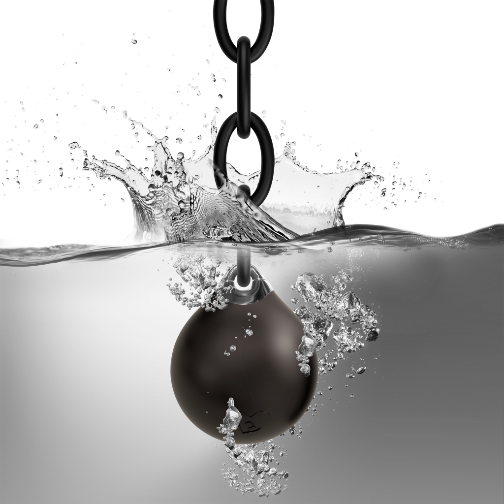 Black silicone ball on ring chain, matte finish