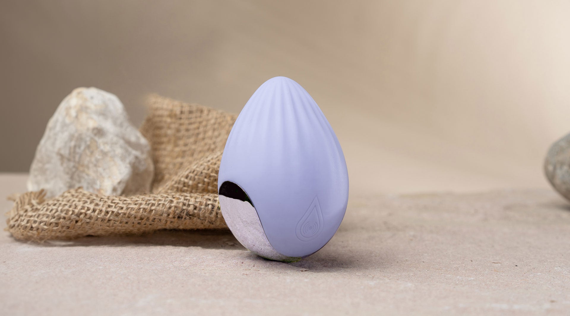 Discreet vibrating egg massager in baby blue and chrome.