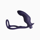 NOVA Zenturian prostate plug in deep dark-blue silicone, featuring a secure strap design with a removable bullet vibrator