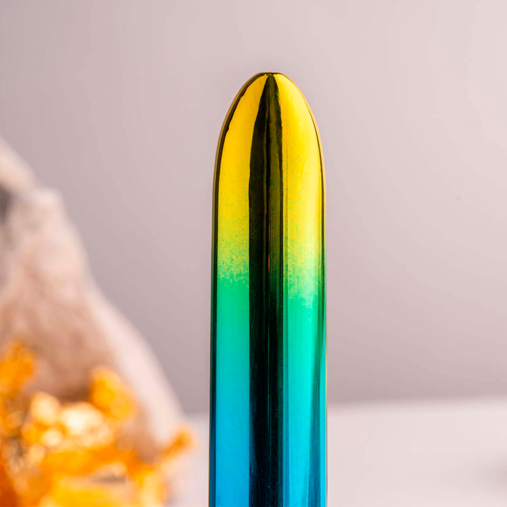 Rainbow slimline bullet vibrator with glossy rounded tip