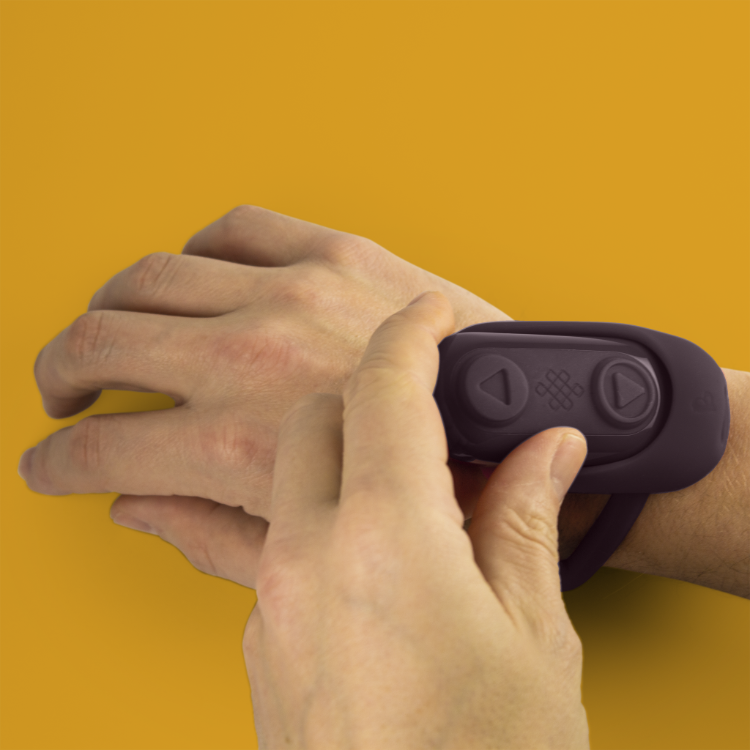 Purple silicone remote controller for massager with visible button icons