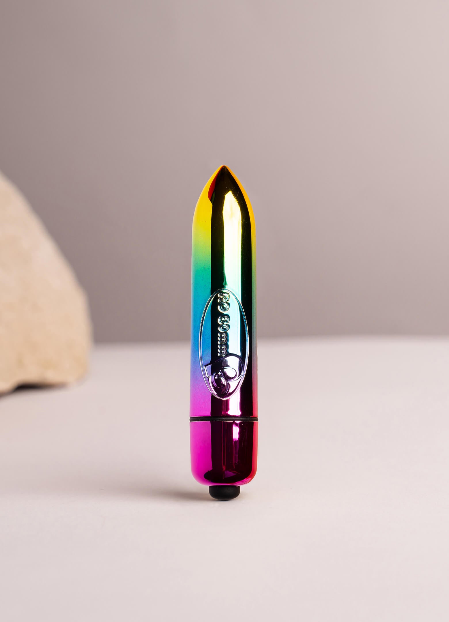 Small bullet vibrator in rainbow chrome.