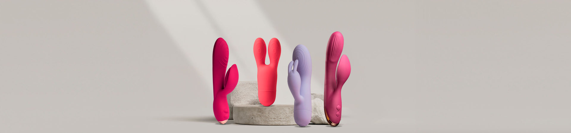 Collection of rabbit vibrators a stone podium various styles