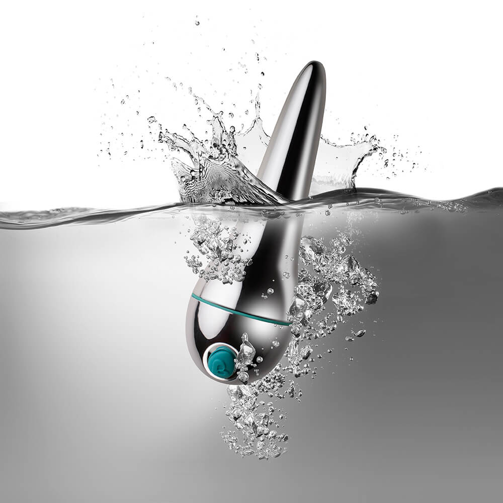 Aura vibrator product half submerged in water