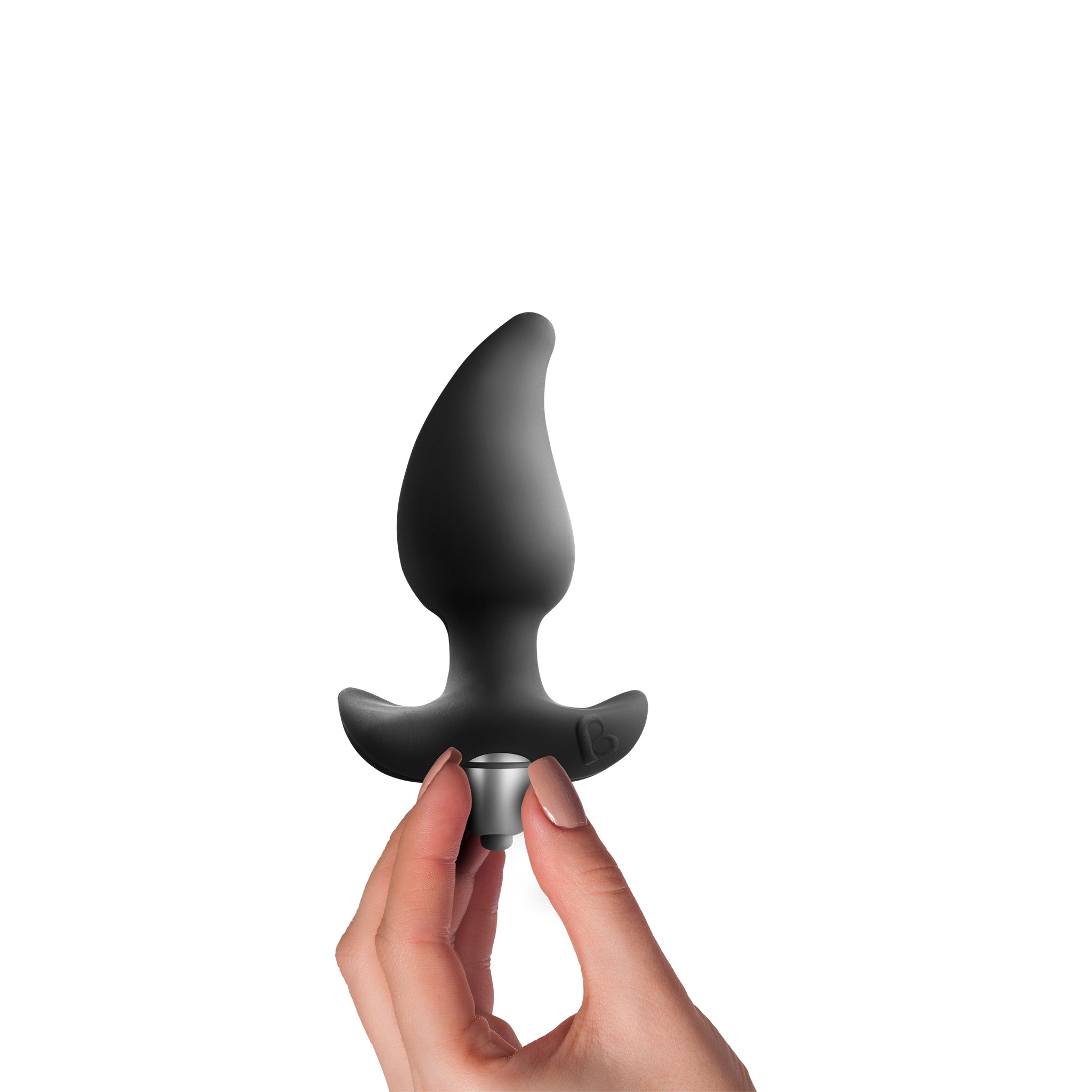 Rocks Off Butt Quiver - Black Butt Plug With Bullet Vibe this way up, in hand for scale