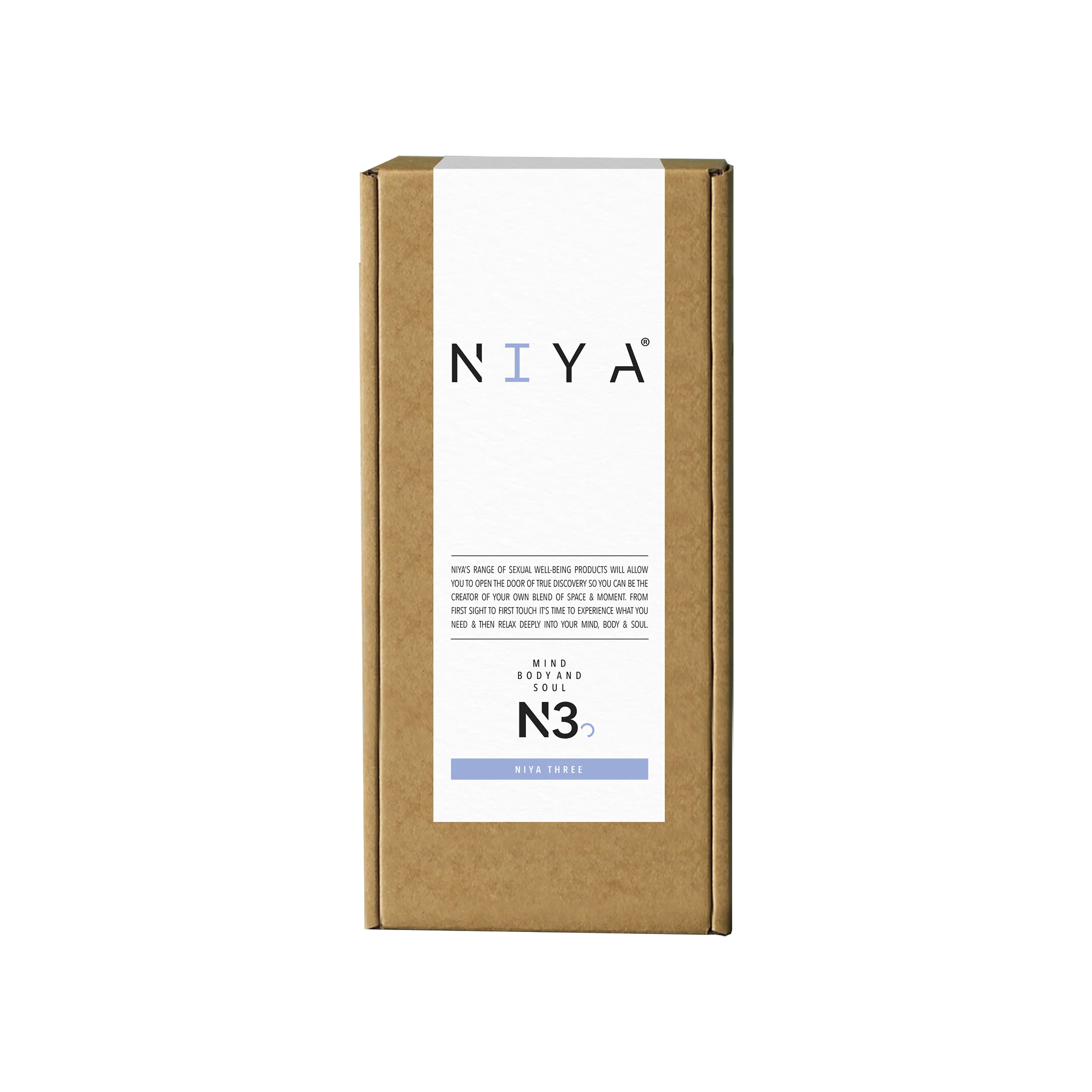 NIYA N3 branded cardboard box with N I Y A logo and product name panel