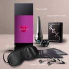 The Love Box couples pleasure kit, product packaging and accessories 